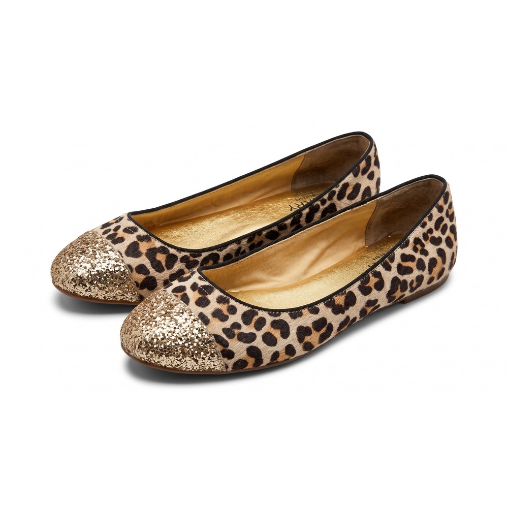 Sperry Top-Sider Leopard Print Calf Hair Glitter Cap Toe Ballet Flats 7M
